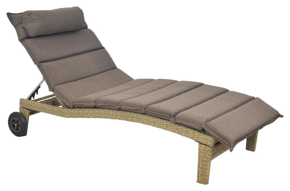 Gartenliege Andalusia - Beige/Braun, MODERN, Textil/Metall (90/100/208cm) - Gardenson