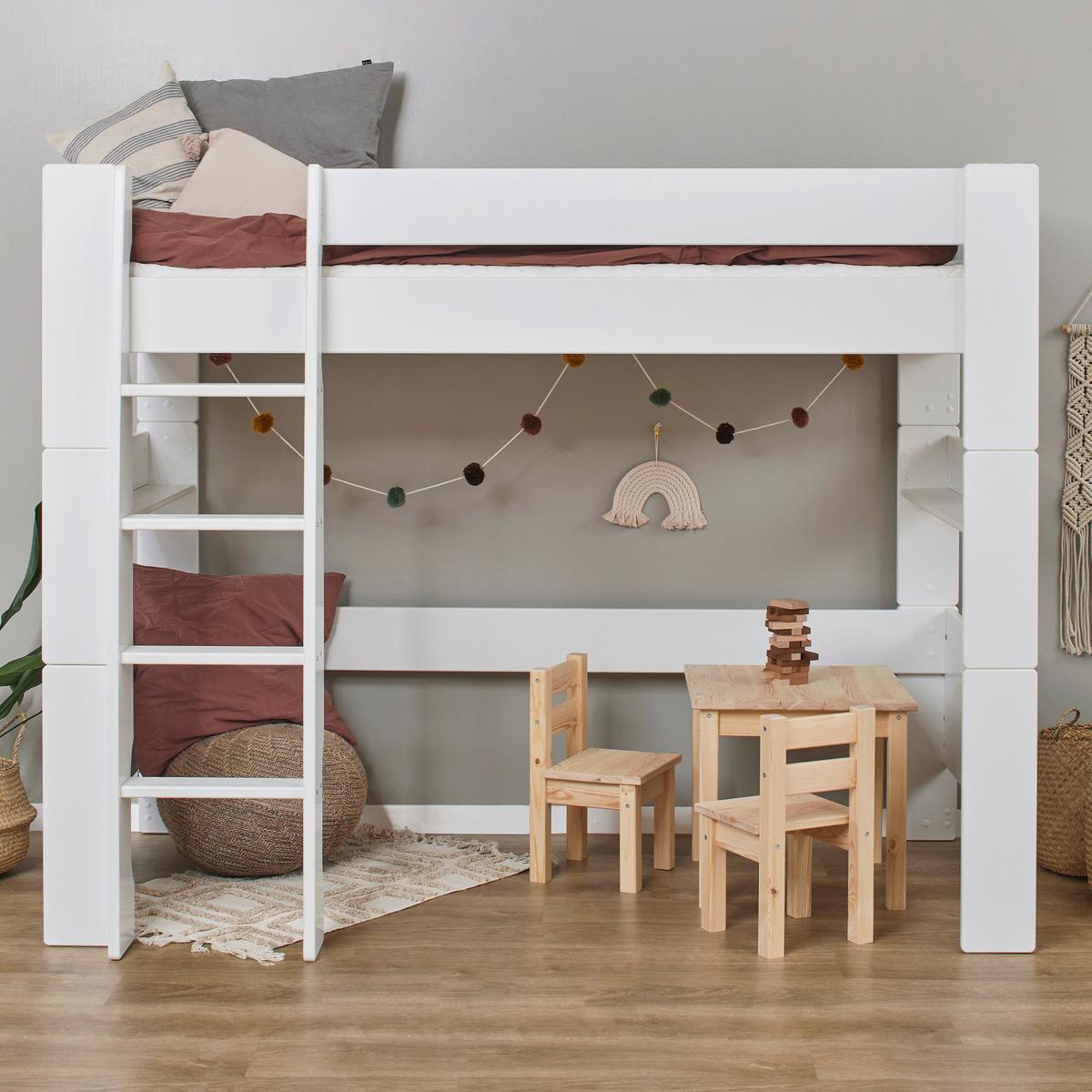 Hochbett Pure Weiß 90x200cm - Weiß/Naturfarben, MODERN, Holz/Holzwerkstoff (90/200cm) - MID.YOU