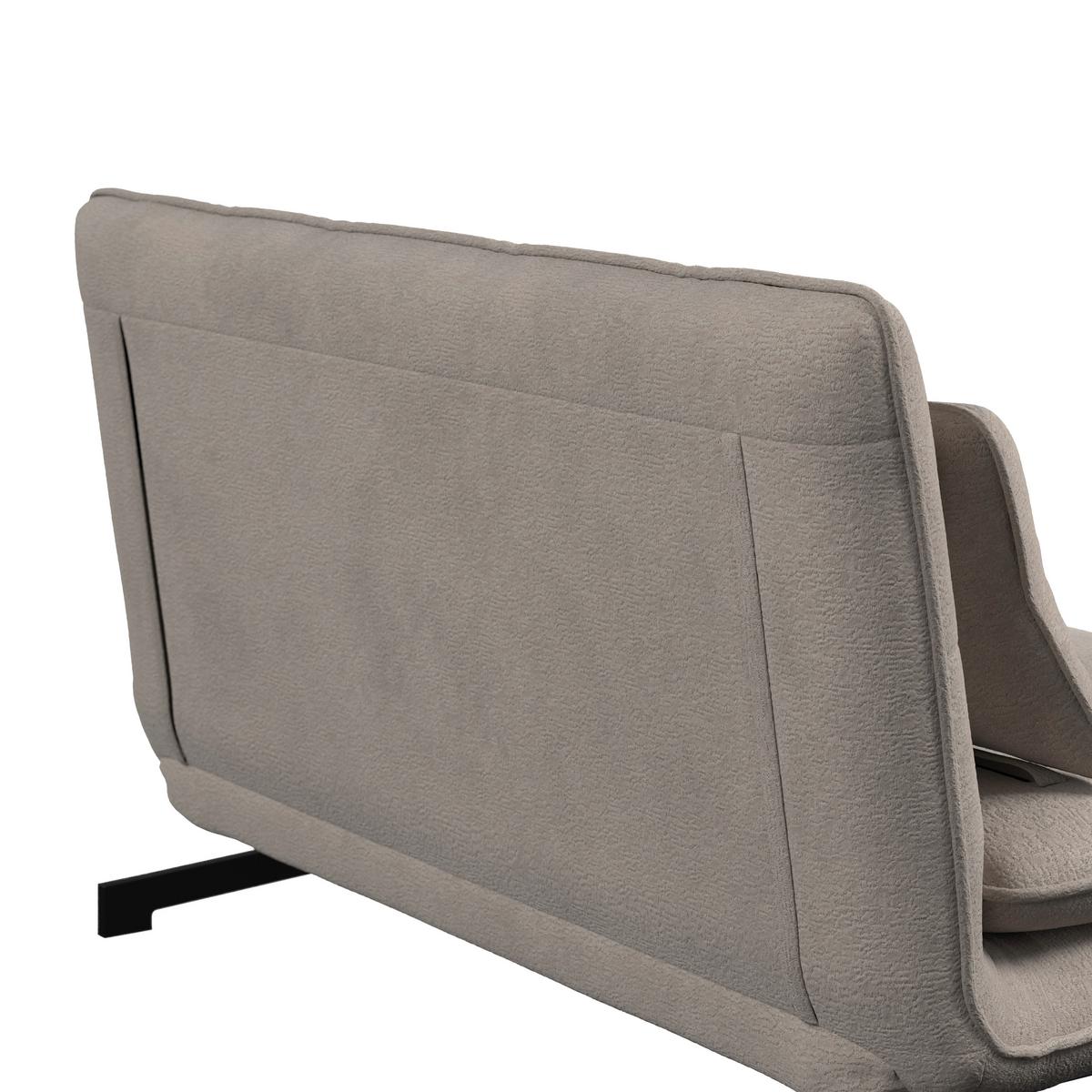 Rozkládací pohovka LUNA, béžové buklé, max.240 kg - černá/béžová, Moderní, kov/textil (142/62/40cm) - Bessagi Home