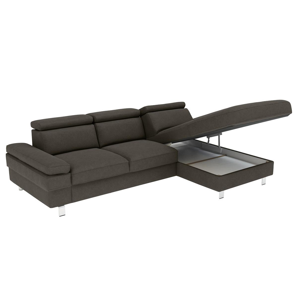 Ecksofa Elvis, Anthrazit S: 259x182 Cm - Anthrazit/Silberfarben, KONVENTIONELL, Textil (259/182cm) - Trendmanufaktur
