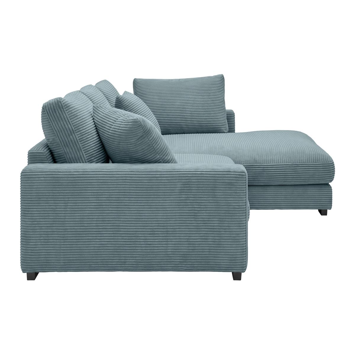 Rohová sedačka PEDRO, pravá, petrolejový manšestr - petrolej/černá, Moderní, textil/plast (300/190cm) - Mömax