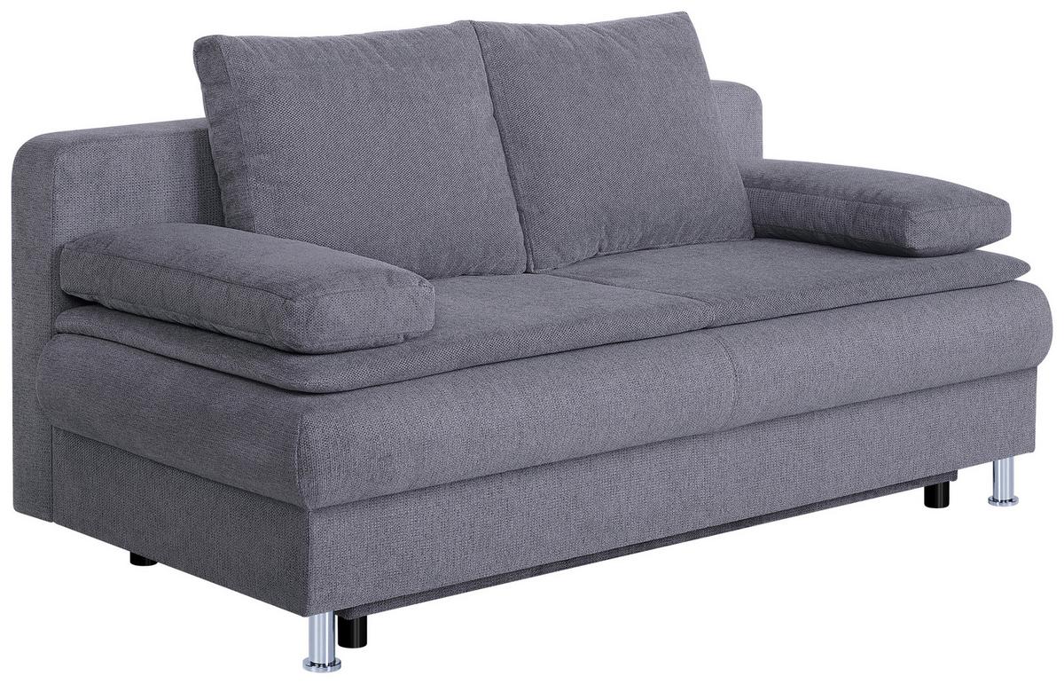 Schlafsofa mit Bettkasten Ken Graubraun - Chromfarben/Graubraun, Design, Textil (200/92/90cm) - P & B