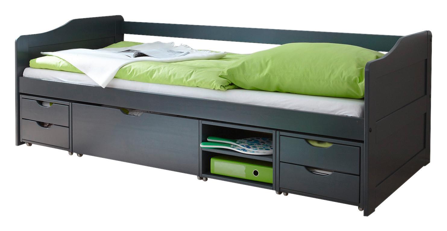 Stauraumbett 90x200 Marlies Dunkelgrau - Dunkelgrau, MODERN, Holz (90/200cm) - MID.YOU