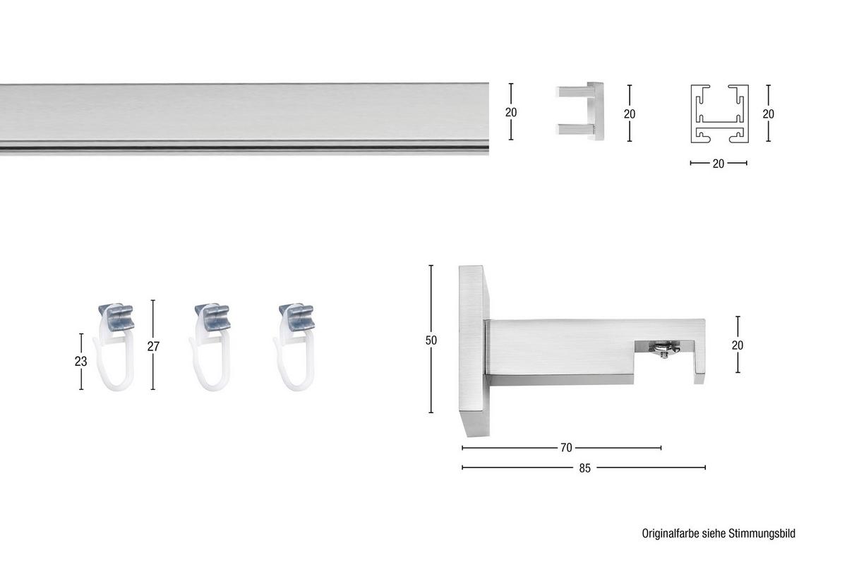 Vorhangstangenset 130 cm - Edelstahlfarben, Basics, Metall (130cm)