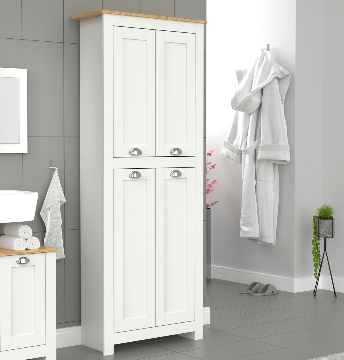 Kleiderschrank Balusa Weiß, Eiche Dekor B: 72 cm - Honigeiche/Weiß, LIFESTYLE, Holzwerkstoff (72/184/31,5cm) - MID.YOU