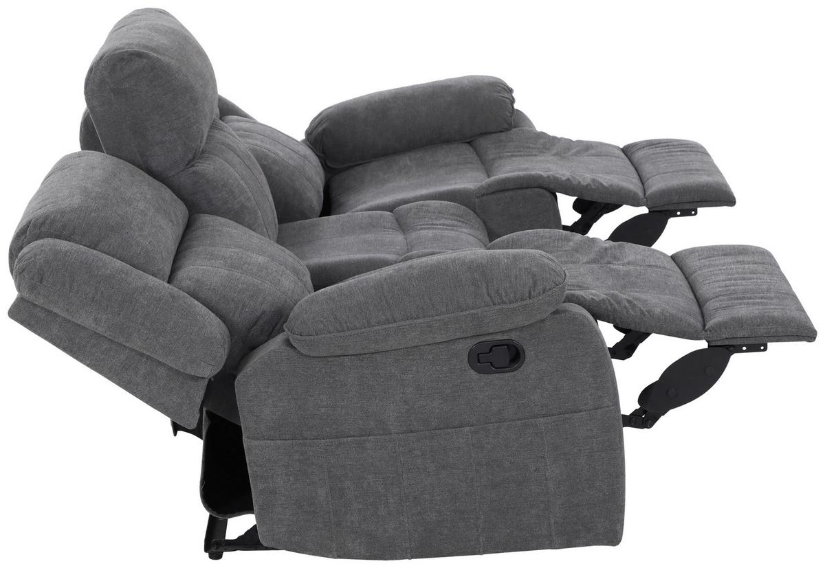 3-Sitzer-Sofa + Relaxfunktion Chester Grau B: 209 cm - Schwarz/Grau, Basics, Textil (209/101/93cm) - P & B