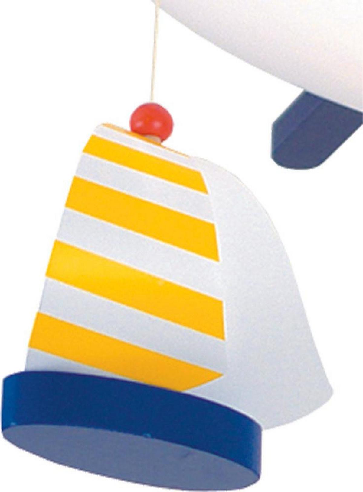 Kinderdeckenleuchte Segelboote L: 53 Cm Mit Hängenden Booten - Blau/Weiß, Trend, Holzwerkstoff/Kunststoff (53/53/10cm) - Niermann