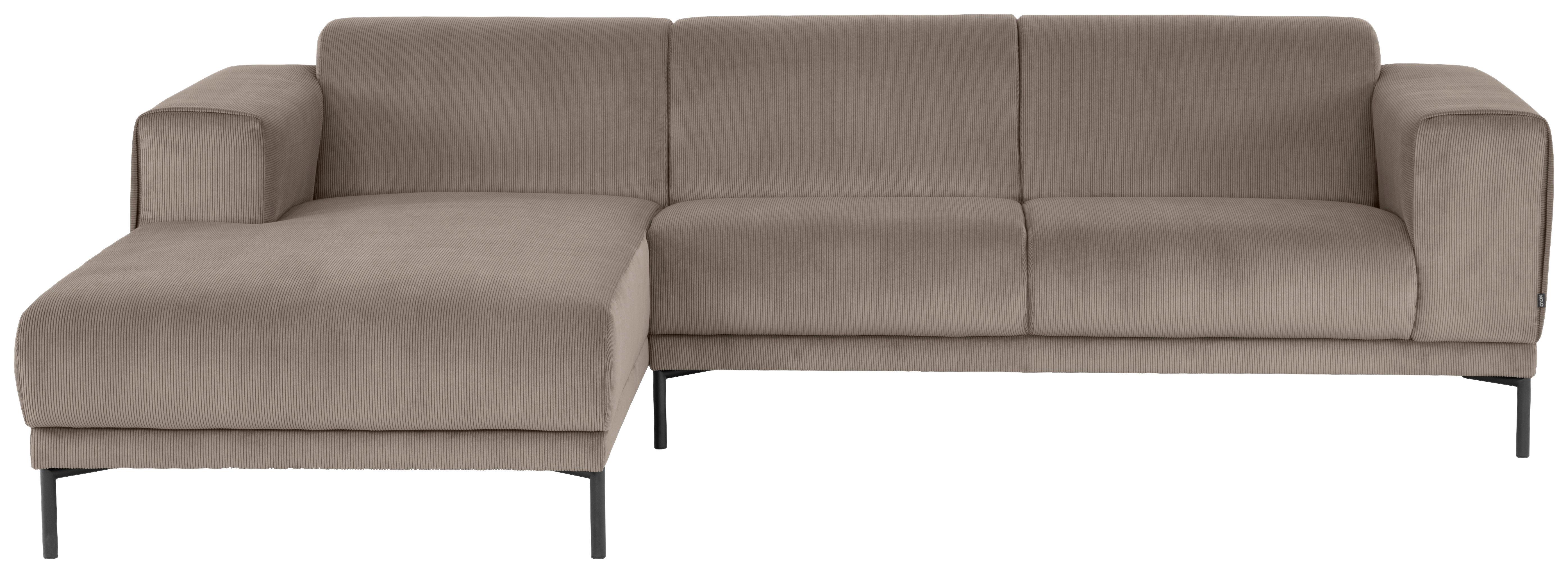 Ecksofa Erno Taupe S: 262 Cm - Taupe/Schwarz, Design, Textil (262/183cm) - MID.YOU