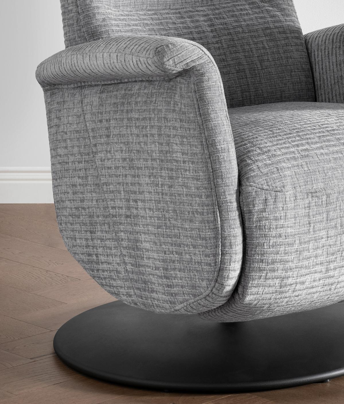 Relaxsessel Latina Grau 360 Grad drehbar, B: 72 cm - Schwarz/Grau, MODERN, Textil (72/118/85-165cm) - Livetastic
