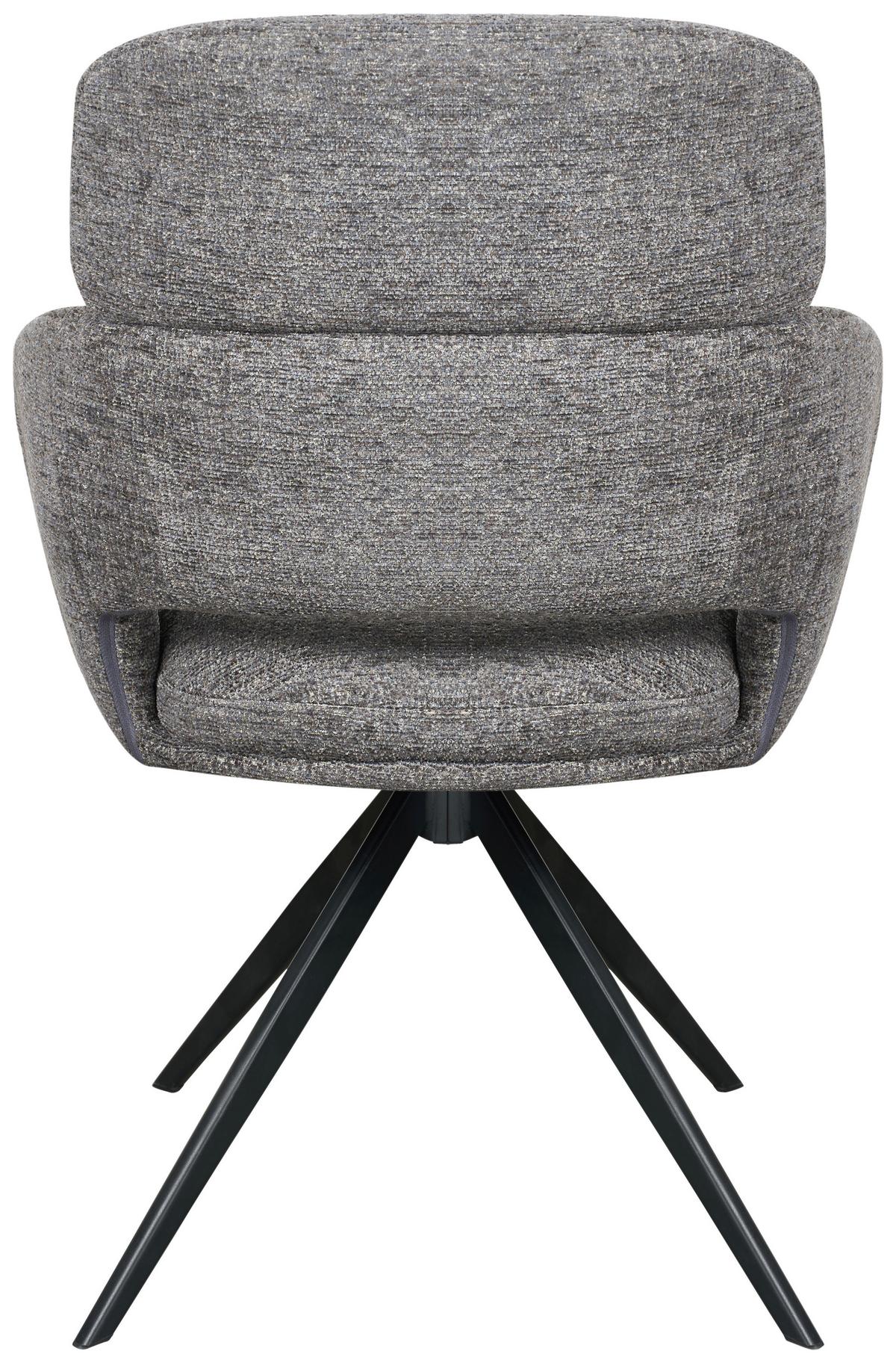 Armlehnstuhl Lyon Grau B: 57,5 cm - Schwarz/Grau, MODERN, Textil/Metall (57,5/85/61cm) - Livetastic