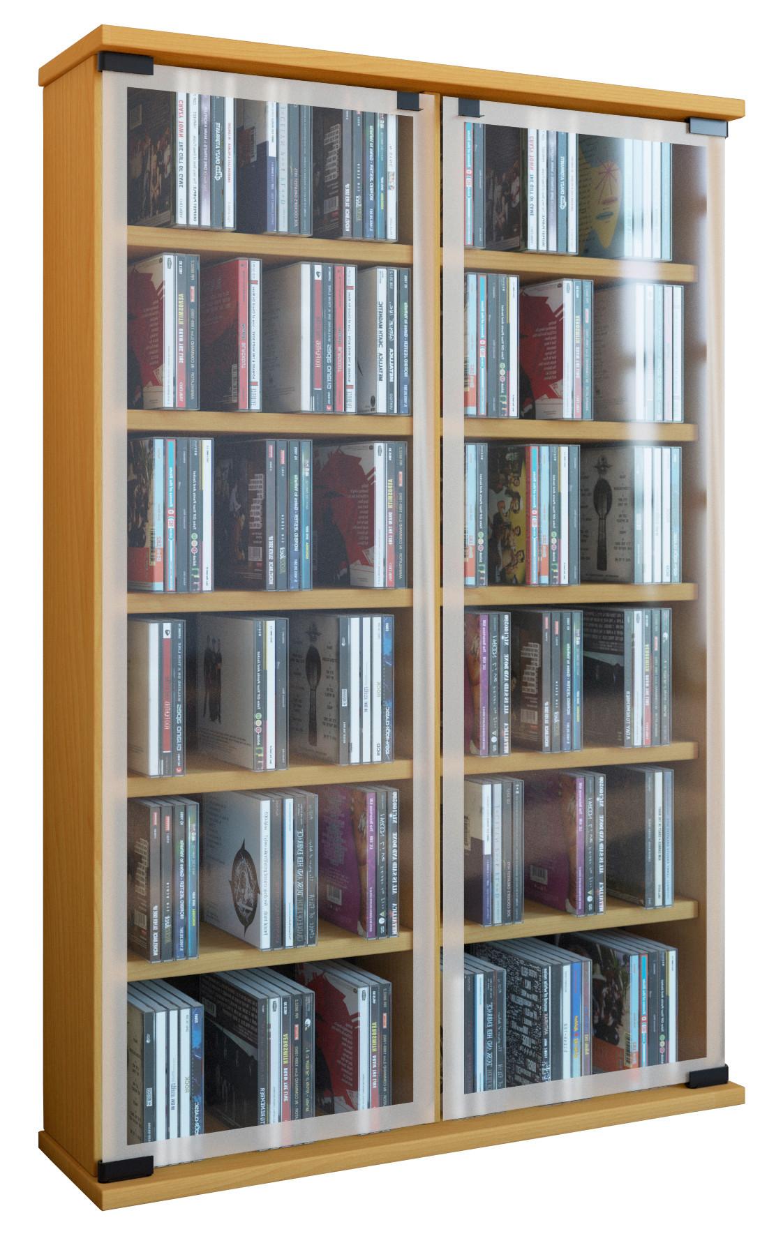 Regál na CD GALERIE š: 60cm buk - barvy buku, Konvenční, kompozitní dřevo/sklo (60/92/18cm) - MID.YOU