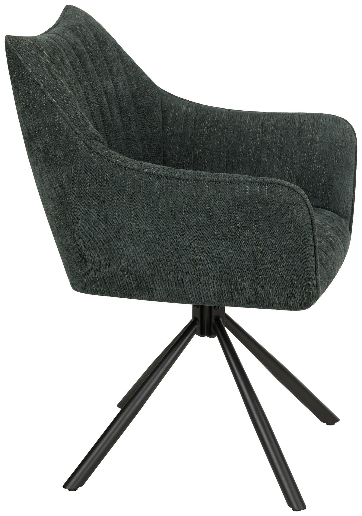 Židle s područkami Trient, zelená - černá/olivově zelená, Moderní, kov/textil (62/87/65cm) - Premium Living