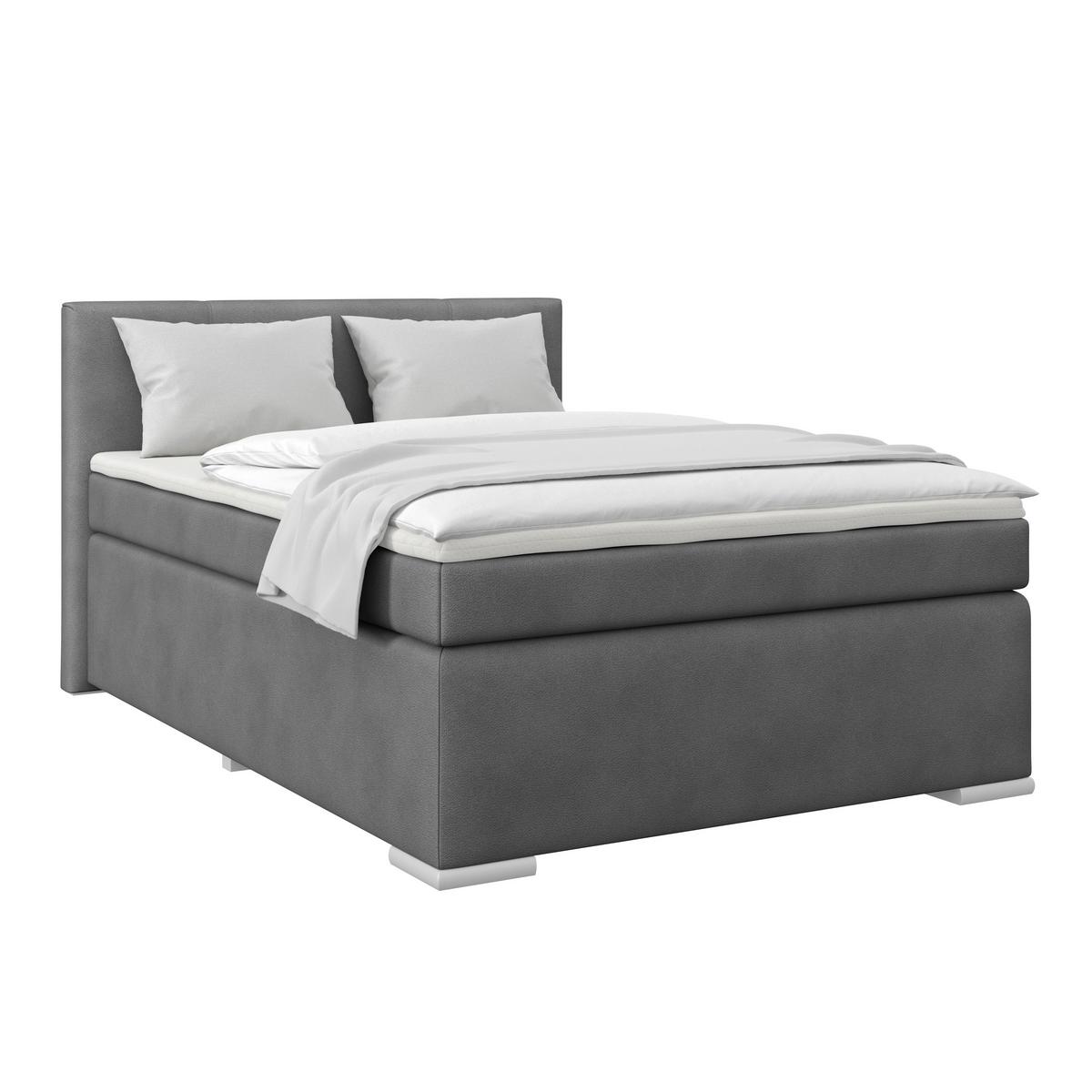 Boxspringbett Mira 1 - Dunkelgrau, Basics, Holz/Kunststoff (140/200cm)