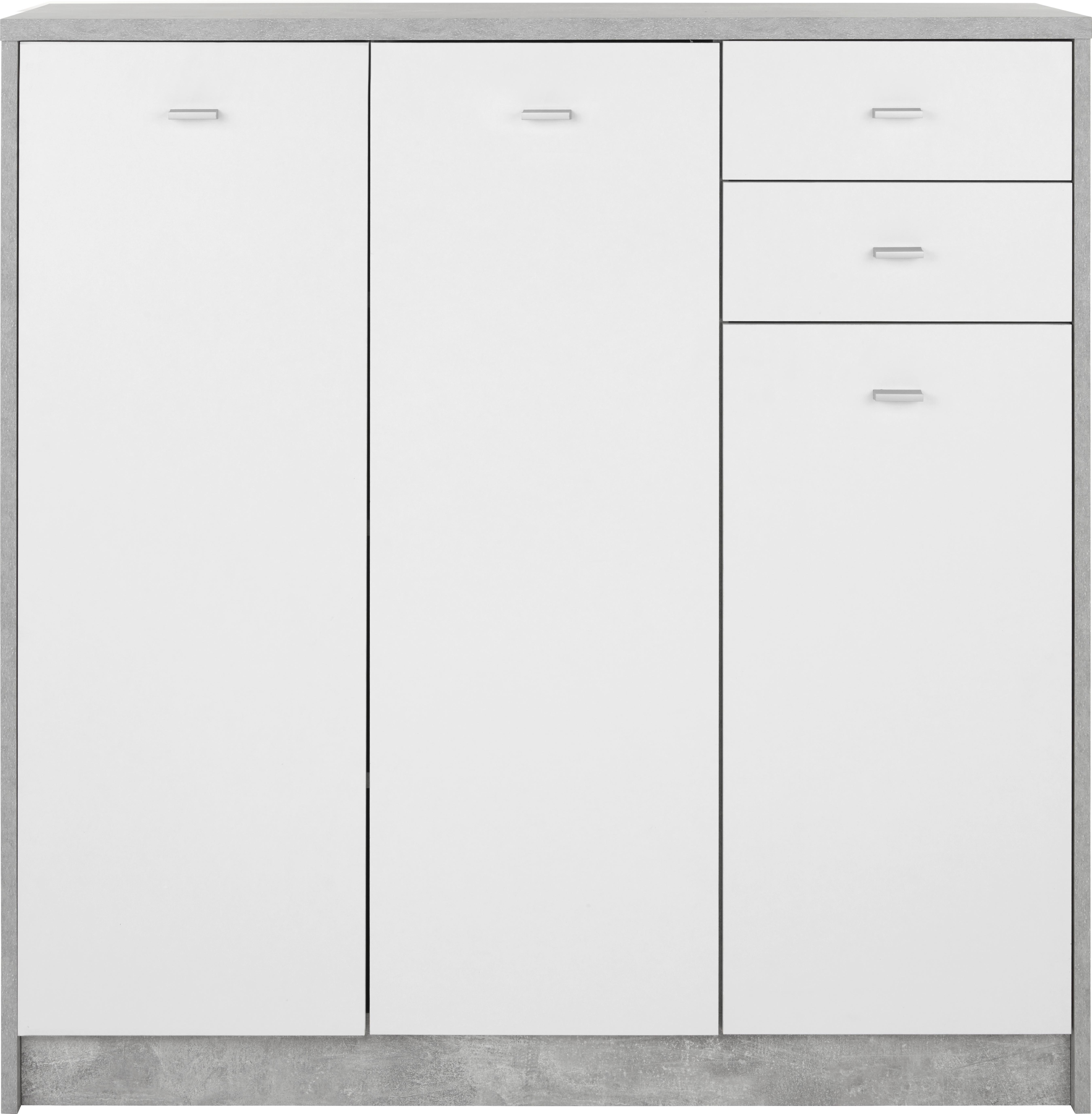 Kommode B 109,1 cm 4-You New, Beton Optik/Weiß - Schwarz/Weiß, MODERN, Holzwerkstoff (109,1/111,4/34,6cm)