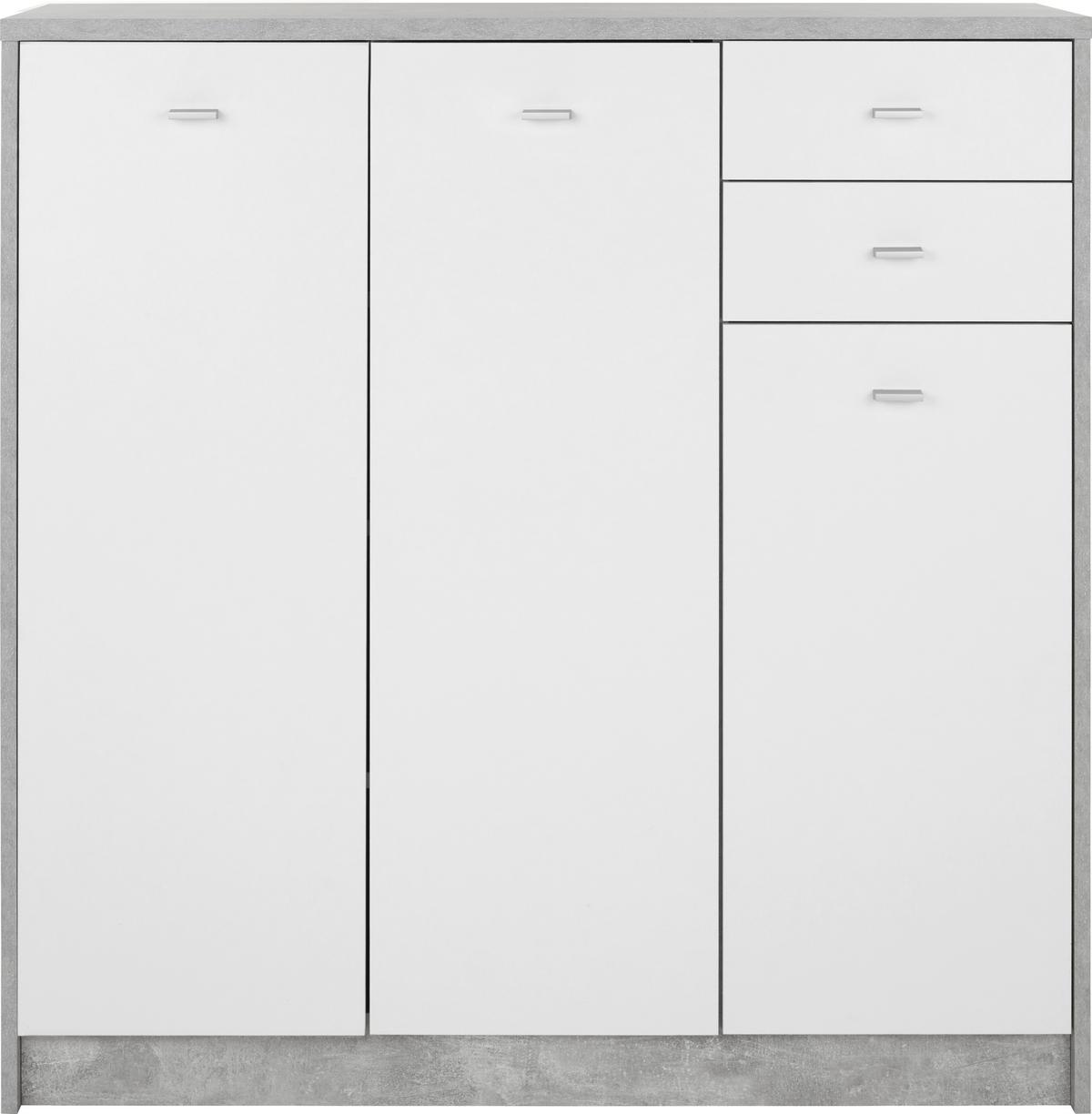 Kommode B 109,1 cm 4-You New, Beton Optik/Weiß - Schwarz/Weiß, MODERN, Holzwerkstoff (109,1/111,4/34,6cm)