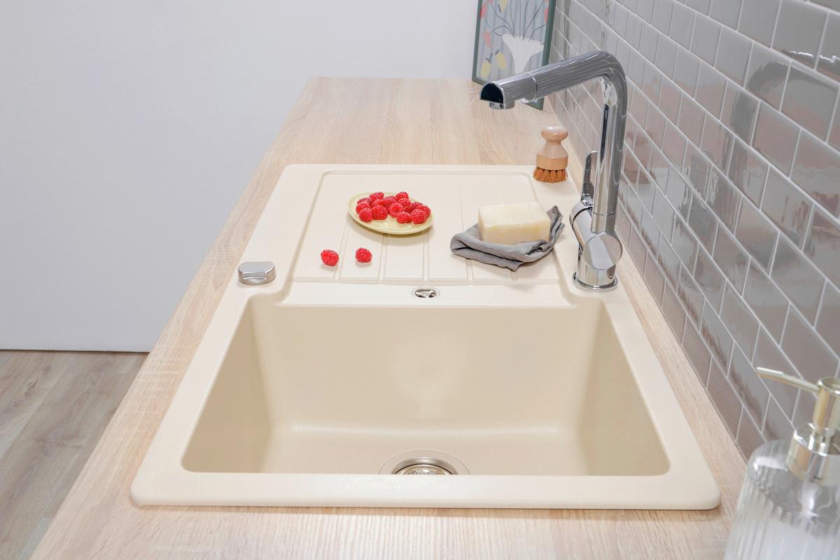 Spüle Austin Creme B: 86 cm - Creme, Design, Stein (86/21/50cm) - Respekta