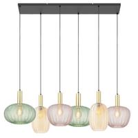 Hängeleuchte Bunti - Pink/Goldfarben, MODERN, Glas/Metall (119.5/46/120cm)