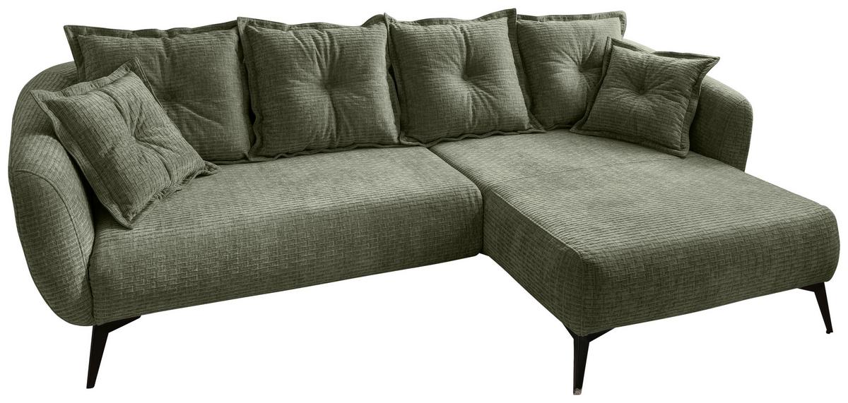 Ecksofa Baggio Olivgrün S: 277x162 cm - Schwarz/Olivgrün, MODERN, Textil (277/162cm) - Livetastic