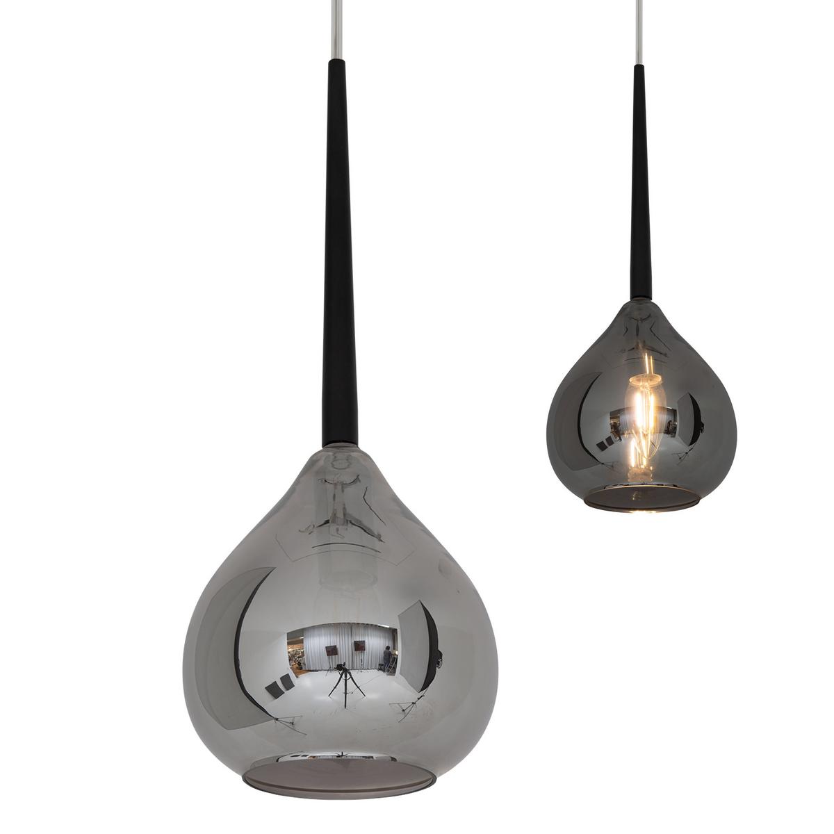 Hängeleuchte Vaso H: 136 Cm 1-Flammig, Glasschirm - Anthrazit/Schwarz, Design, Glas/Kunststoff (136/16cm) - Näve