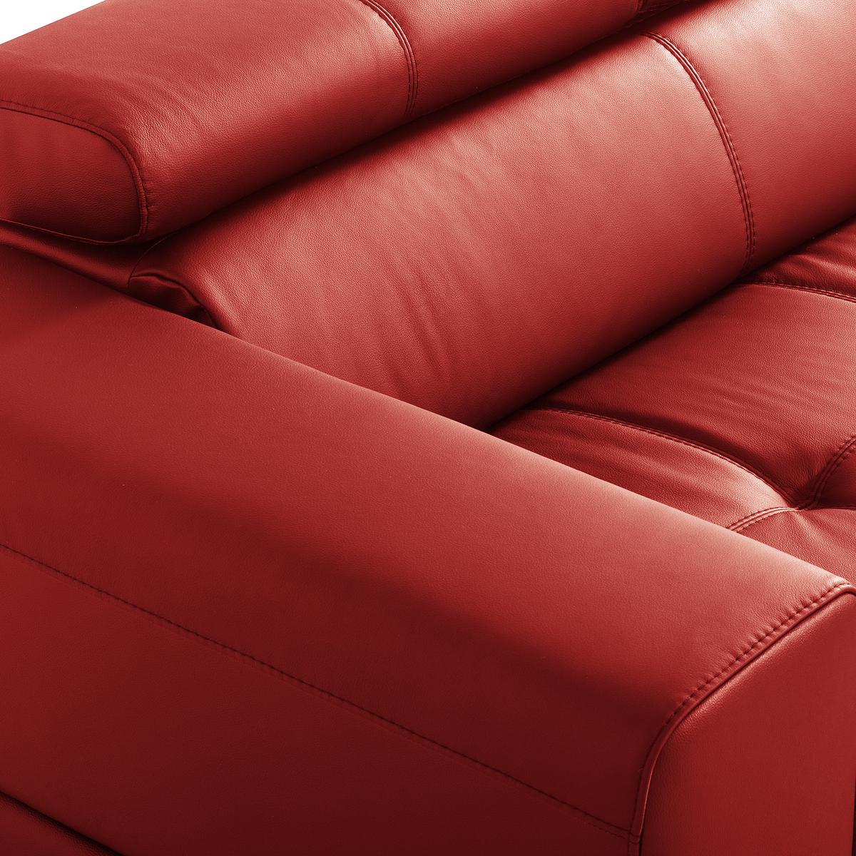 Ecksofa Torino Teilleder Rot 247x173 - Rot/Schwarz, Design, Leder/Textil (247/173cm) - Livetastic