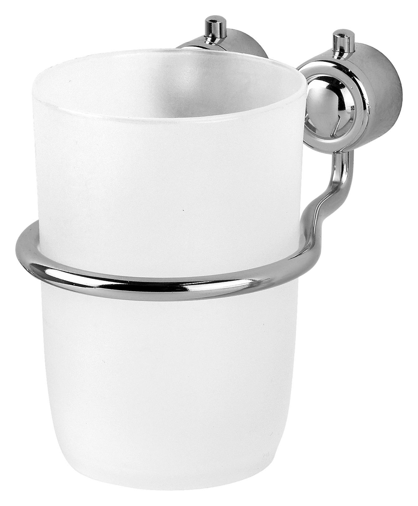 Zahnbürstenhalter Atlantik Wandmontage Chrom/Weiß - Chromfarben/Weiß, MODERN, Kunststoff/Metall (10,5/9,5/8cm)