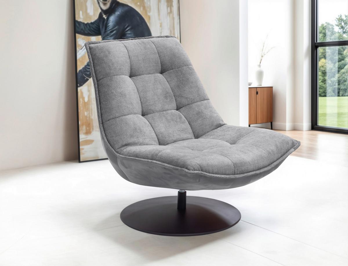 Sessel Zen Grau B: 94 cm - Schwarz/Grau, Design, Textil (94/97/106cm) - Livetastic