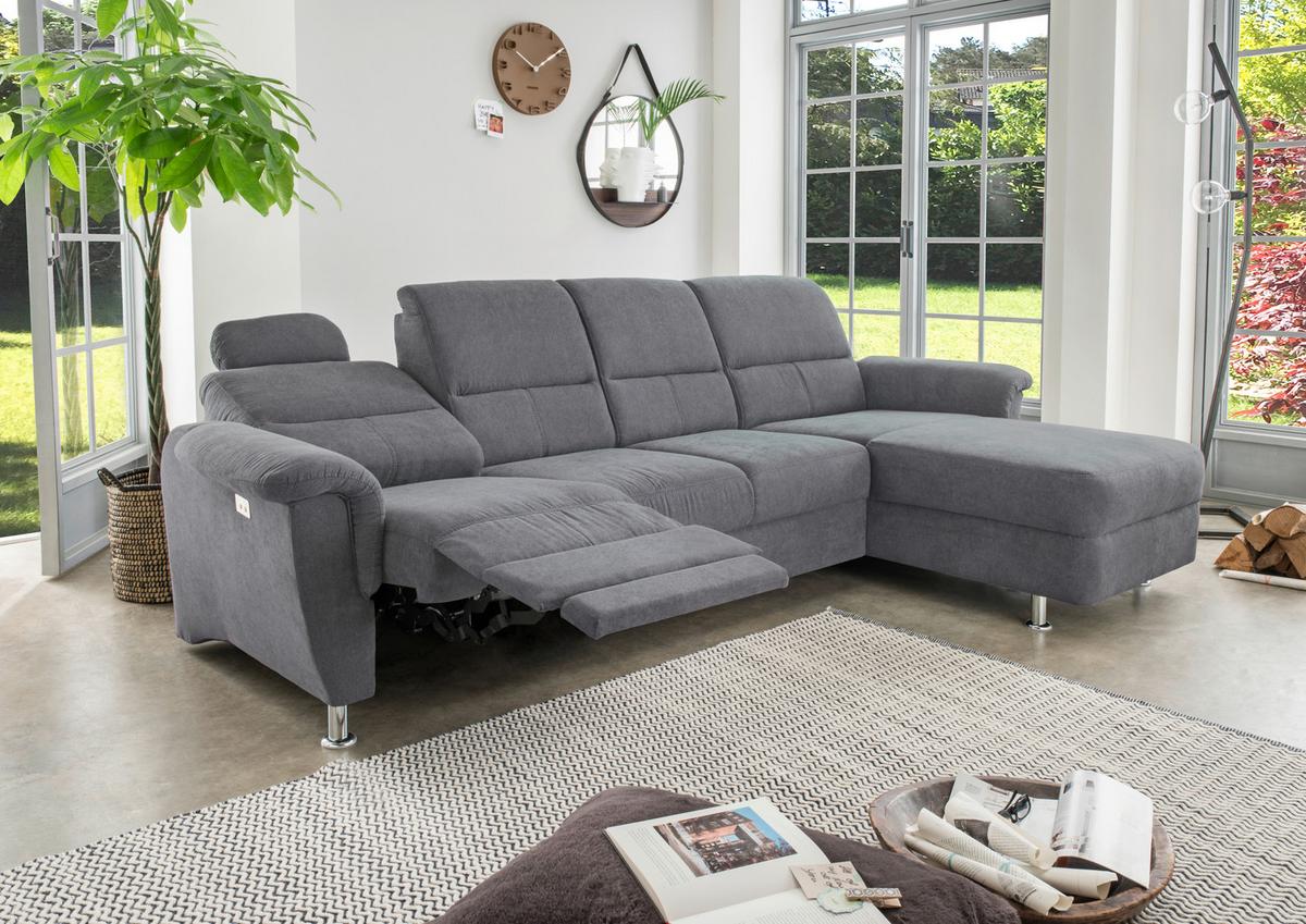 Ecksofa Parole Anthrazit S:292/165 cm - Chromfarben/Anthrazit, KONVENTIONELL, Textil (292/165cm) - Livetastic