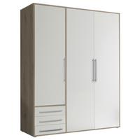 Drehtürenschrank Mit Laden 155cm Lyss Weiß/eiche Dekor - Weiß/Eiche San Remo, MODERN, Holzwerkstoff (155/194/58cm) - Livetastic
