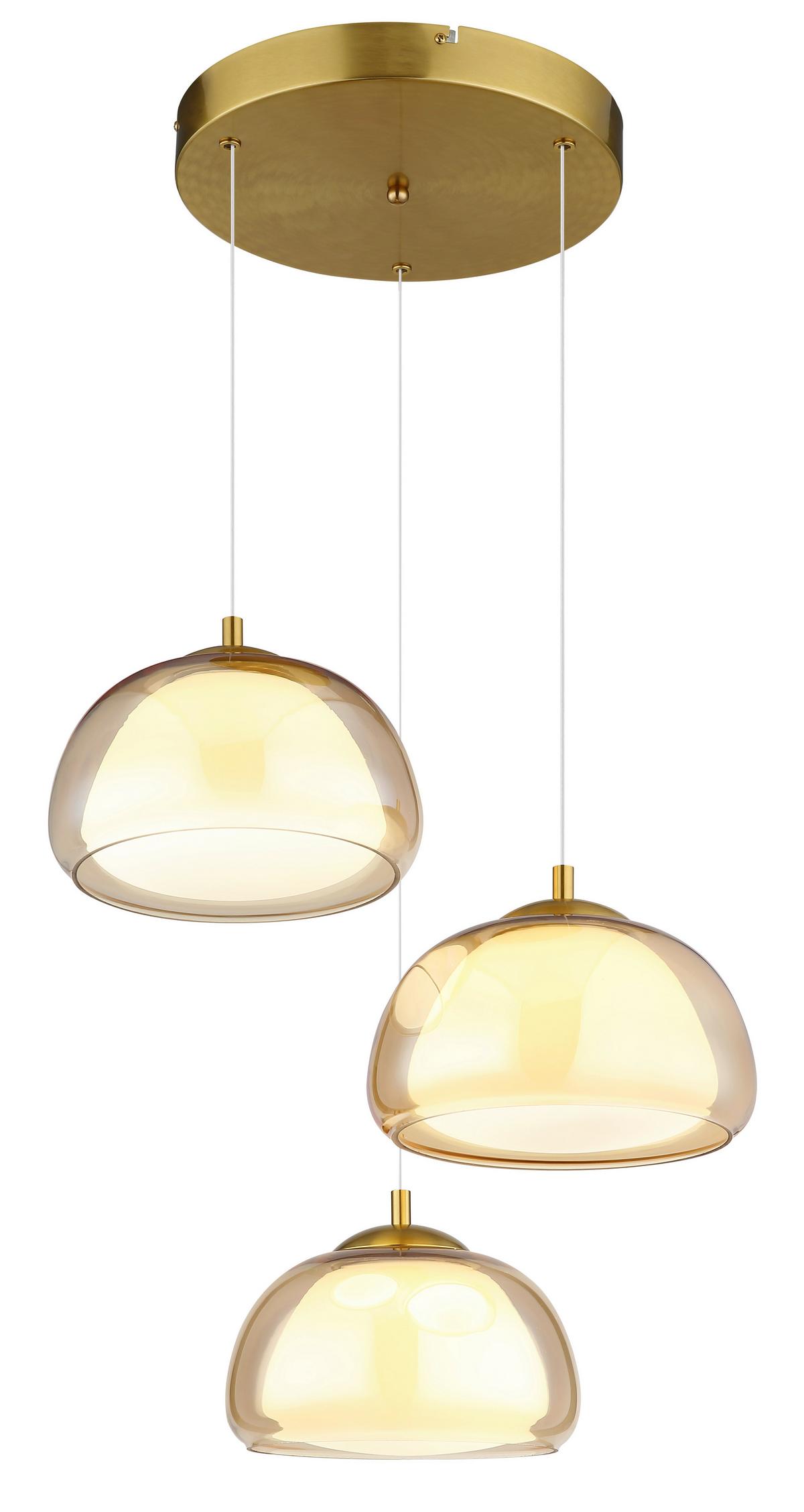 Hängeleuchte Avila Opal-/Farbglas ca. 50c150 cm - Transparent/Goldfarben, Design, Glas/Kunststoff (50/150cm) - Globo