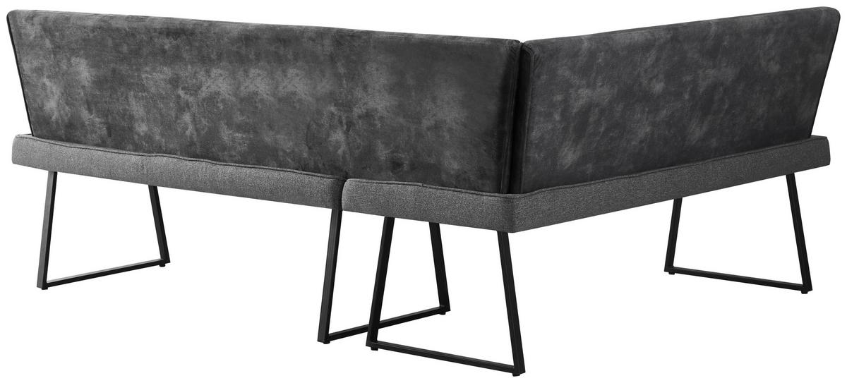 Eckbank Rab Dunkelgrau Eisen Schwarz, 155x205 cm - Dunkelgrau/Schwarz, KONVENTIONELL, Holz/Textil (155/205/89/62cm) - MID.YOU