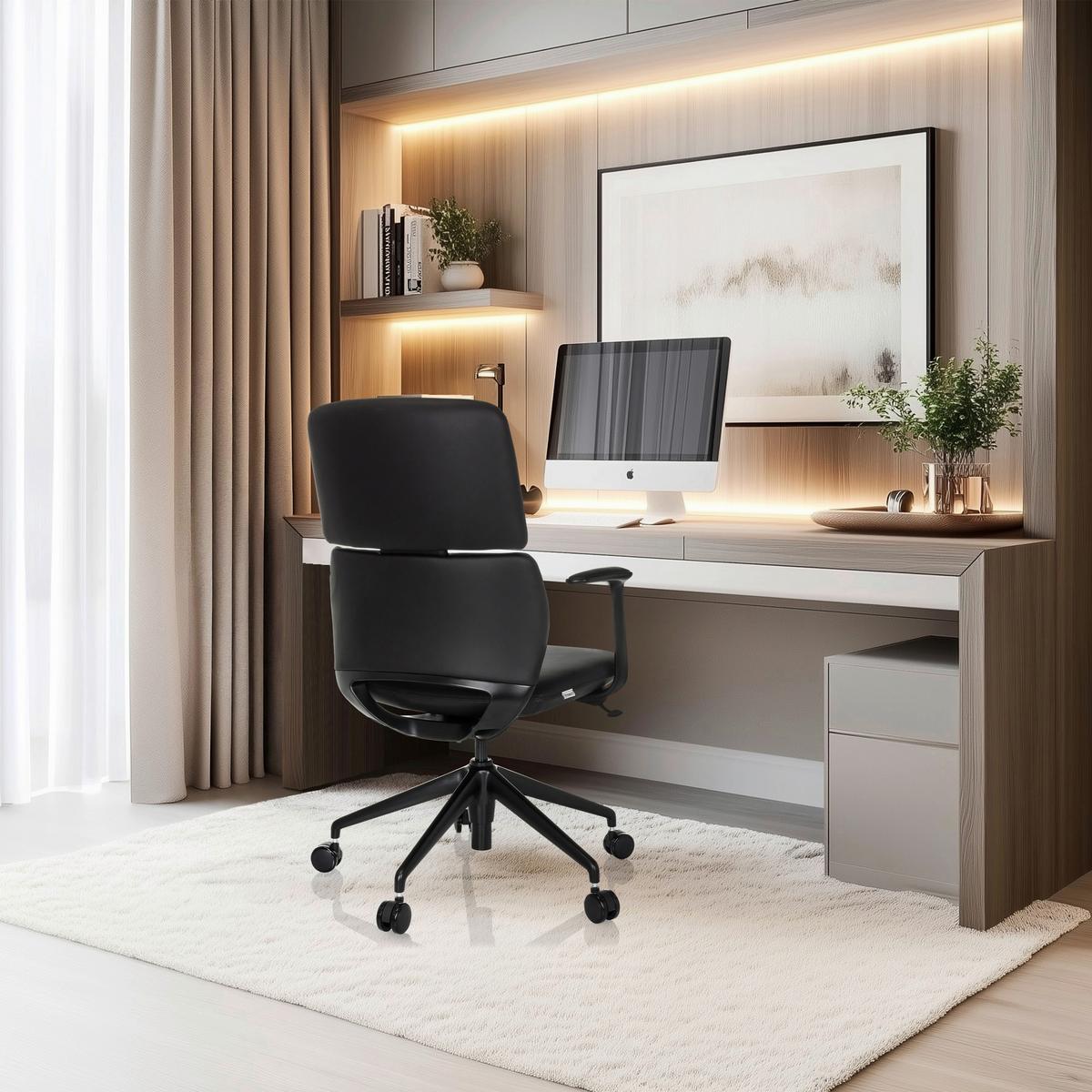 Drehstuhl Schwarz B: 62 cm - Schwarz, MODERN, Leder/Kunststoff (62/98-108/60cm) - MID.YOU