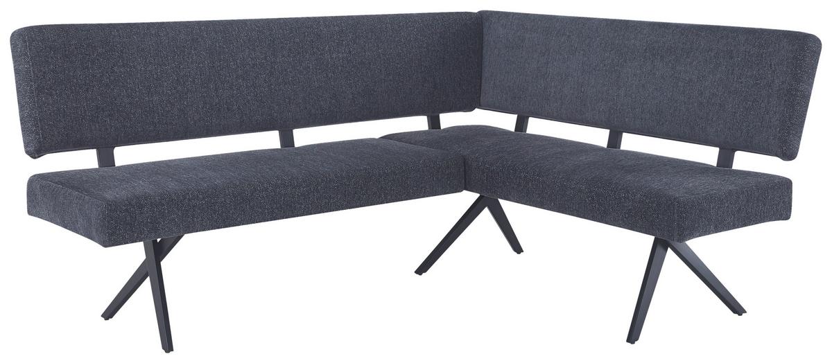 Eckbank Chios Leinenoptik Grau, S: 190x150cm - Dunkelgrau/Schwarz, KONVENTIONELL, Textil/Metall (190/150cm) - MID.YOU