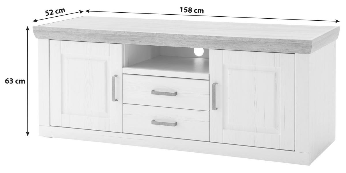 TV-Element Brixen B: 158 cm Eiche/Pinie Dekor - Eichefarben/Schwarz, LIFESTYLE, Holzwerkstoff (158/63/52cm) - Livetastic
