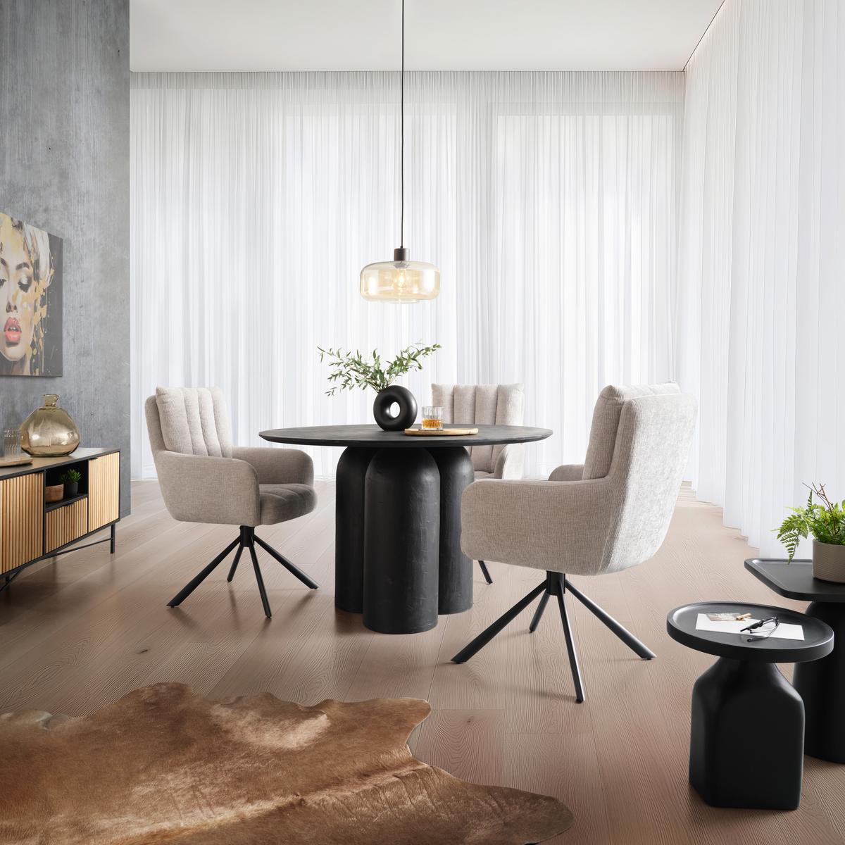 ŽIDLE S PODRUČKAMI CHARLOTTE -TREND- - černá/světle šedá, Moderní, kov/textil (61/96/67cm) - Mömax