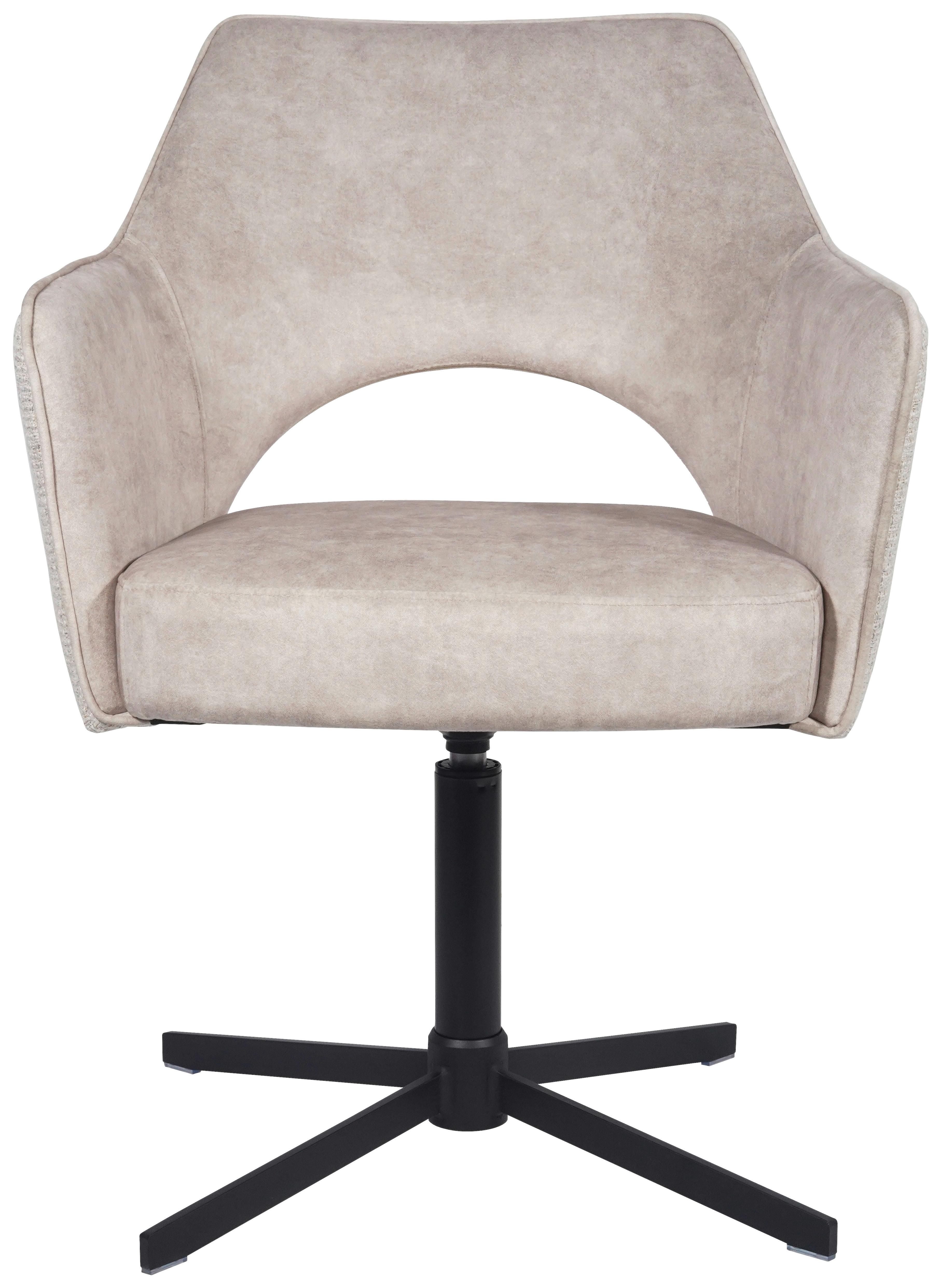 STOLIČKA S PODRÚČKAMI VALLETTA - čierna/krémová, Konventionell, kov/textil (64/85/61cm) - Best Price