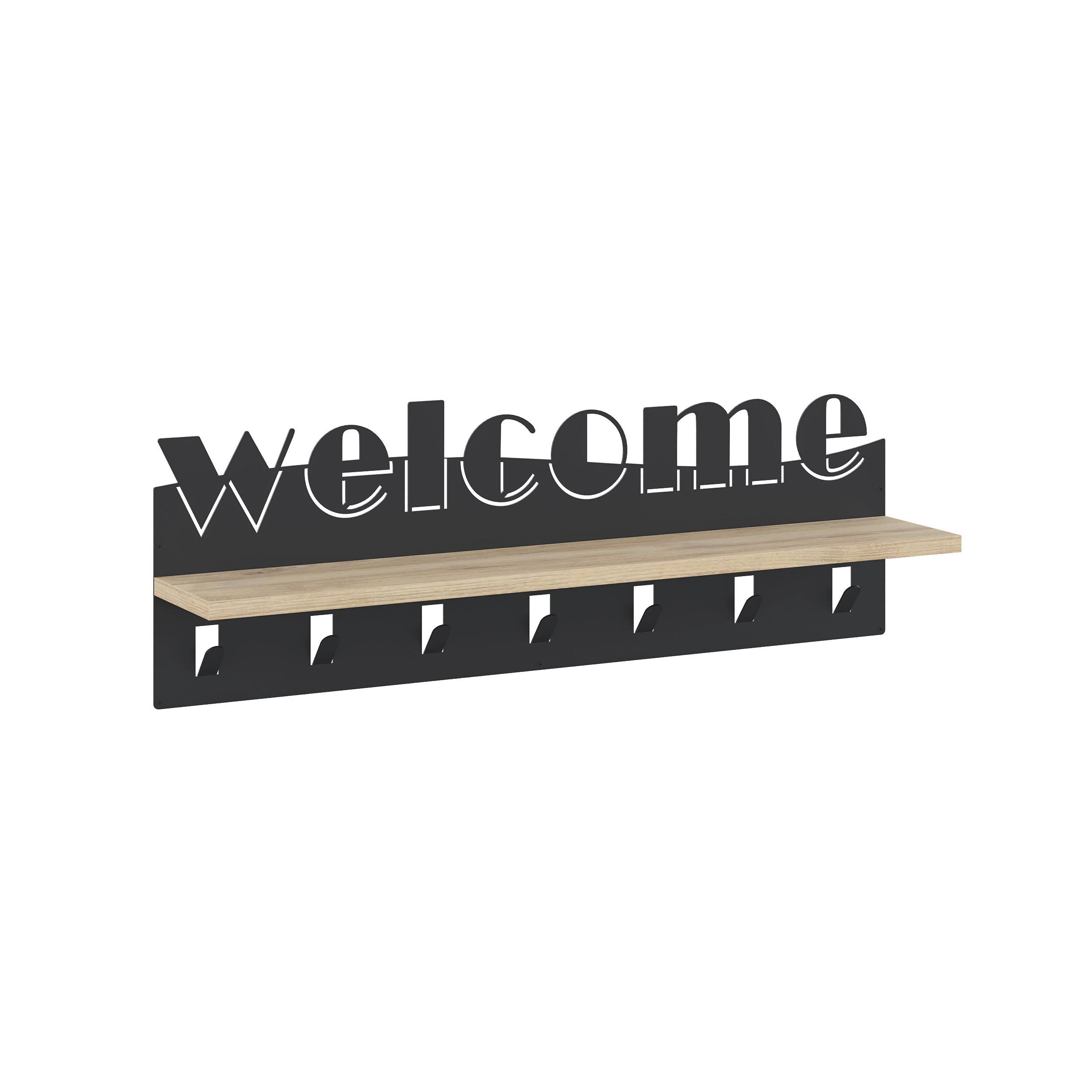 Wandgarderobe Welcome Hanger Sonoma Eiche, B: 86 Cm - Sonoma Eiche, Design, Holzwerkstoff/Metall (86/27/15cm) - Livetastic
