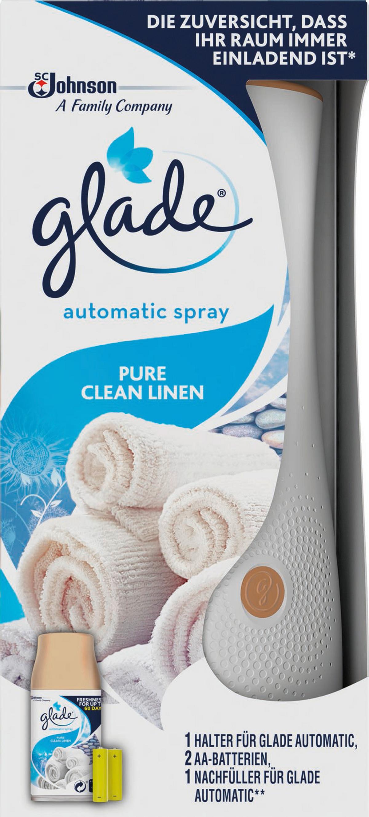 Raumdufthalter Glade Pure Clean Linen 269ml - Goldfarben/Weiß, Basics, Kunststoff/Metall (9/20,2/8cm)