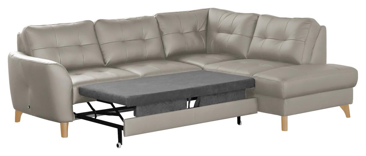 Ecksofa Nordic Platinfarben S: 236x190 cm - Platinfarben/Buchefarben, Design, Leder/Textil (236/190cm) - Livetastic