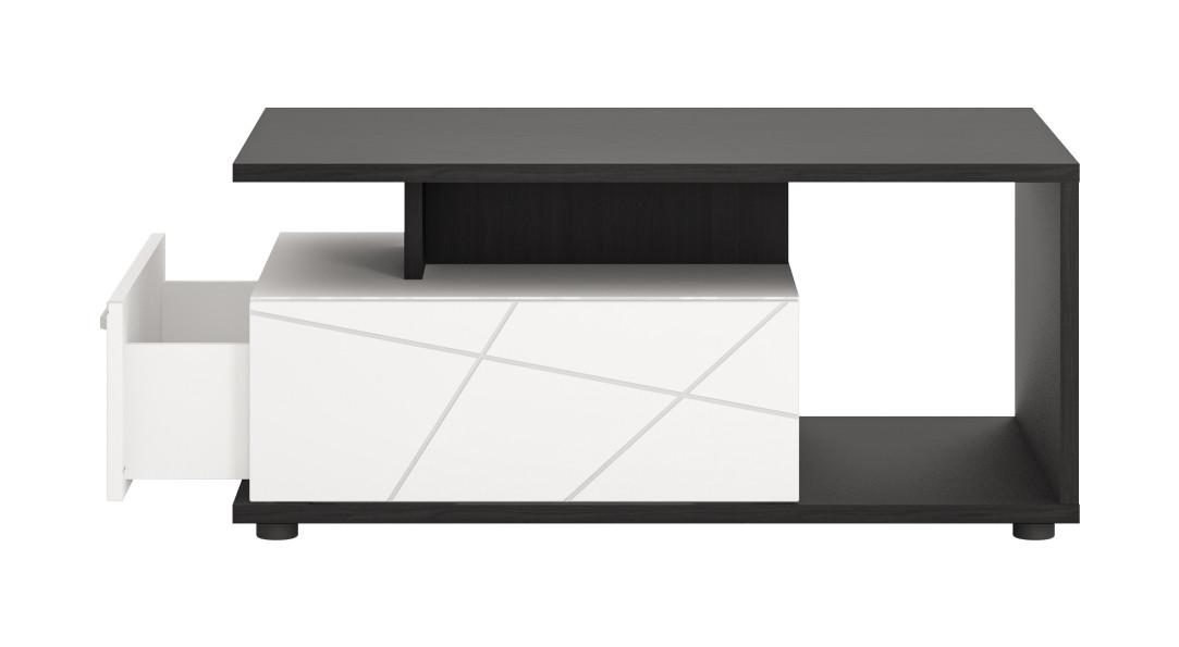 Couchtisch Venezia Eiche Dunkel/weiß B: 100 Cm - Eiche dunkel/Weiß Hochglanz, MODERN, Holzwerkstoff (100/45/64cm)