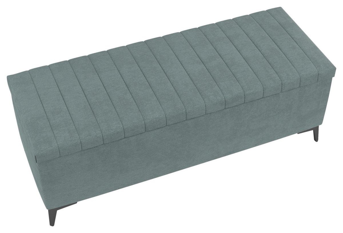 Lavica k posteli SANTI sivomodrá - čierna/sivomodrá, Modern, kov/kompozitné drevo (144/56/54cm)