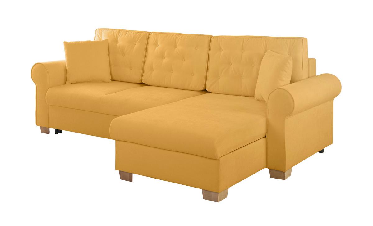 Ecksofa Arles, Gelb 48 S: 266x161 Cm - Gelb/Buchefarben, Design, Textil (266/161cm) - MID.YOU