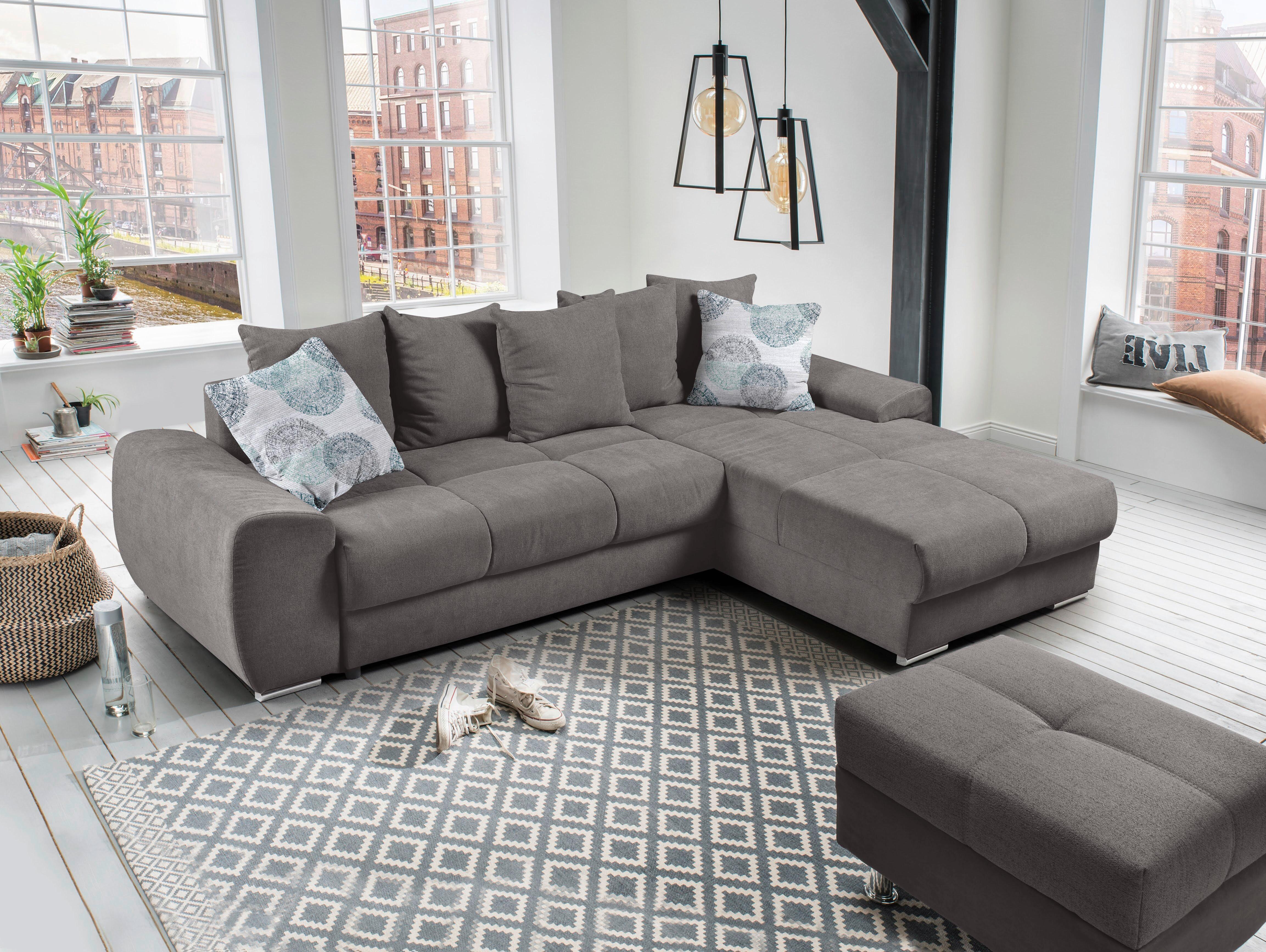 Rohová sedačka CHICAGO, oboustranná, šedá - šedá/barvy stříbra, Moderní, textil/plast (270/80/185cm)
