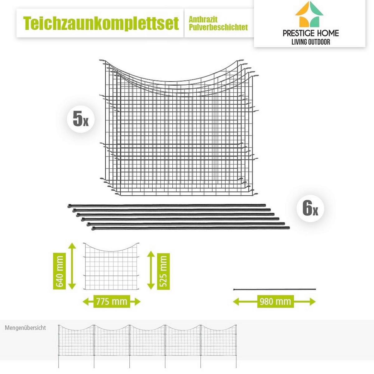 DEKOZAUN UNTERBOGEN 11-TEILIG - Anthrazit, Basics, Metall (390/53/1cm)