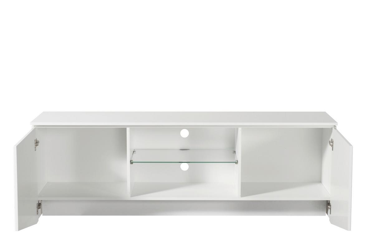 Médiaállvány Cadiz - fehér/magasfényű fehér, Modern, faalapú anyag/üveg (168/57/39,5cm)