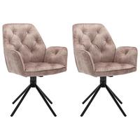 Esszimmerstuhl Sarina Beige/ Schwarz Gepolstert 2-Er Set - Beige/Schwarz, Basics, Textil/Metall (59,9/89/62cm) - MID.YOU