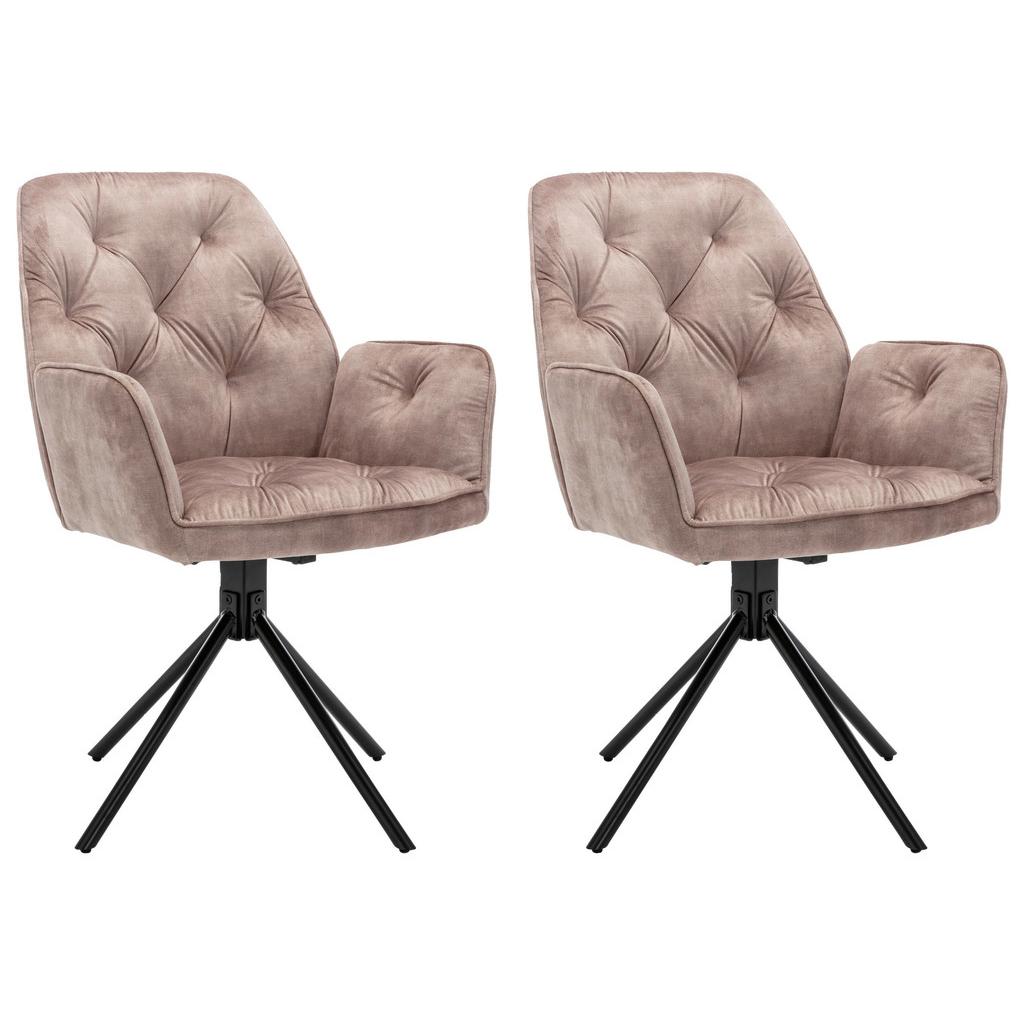 Esszimmerstuhl Sarina Beige/ Schwarz Gepolstert 2-er Set