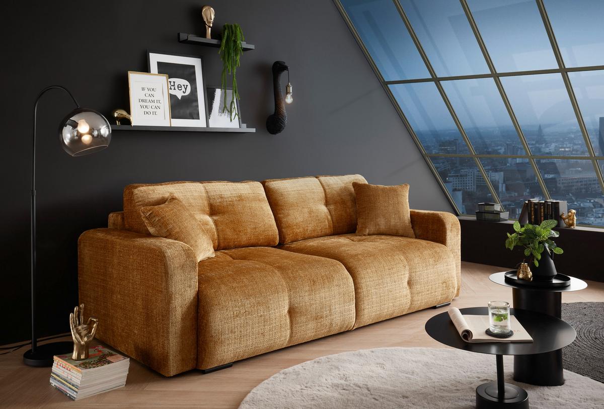Schlafsofa Bullet Goldfarben B: 235 cm - Goldfarben/Schwarz, KONVENTIONELL, Textil (235/88/120cm) - MID.YOU