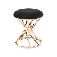 Hocker Samt/Edelstahl Schwarz/ Kupfern Sitz Gepolstert H:49cm - Schwarz/Kupferfarben, Trend, Textil/Metall (40/49/40cm) - Kayoom