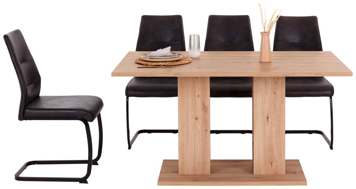 Étkezőasztal Aron 138 - fekete/Artisan tölgy, Konventionell, faalapú anyag (138/74/90cm)
