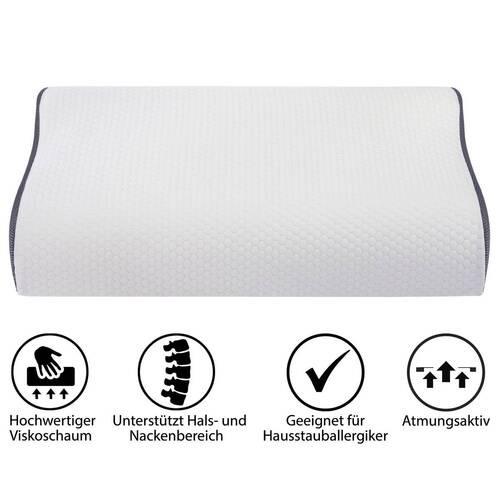 Nackenstützkissen Visko 3D Kissen Ergo - Weiß, Basics, Textil (40/60cm) - MID.YOU